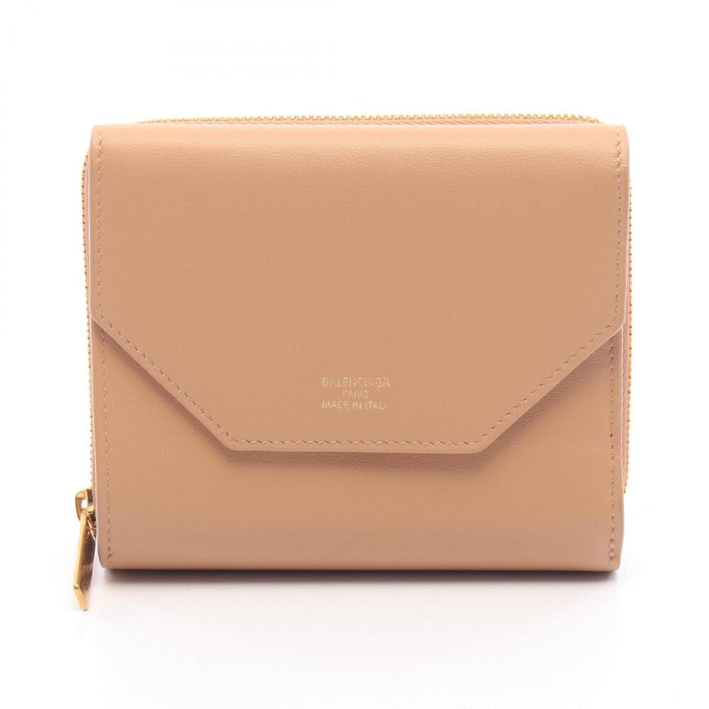 Balenciaga Envelope Tri-fold Wallet, Leather, Women's, Beige, 753762